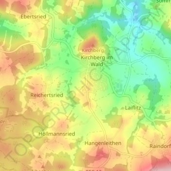Topografisk kort Unterneumais, højde, terræn