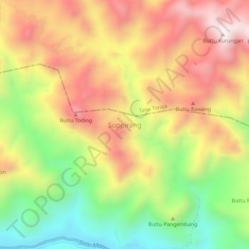 Topografisk kort Suppirang, højde, terræn