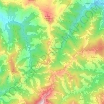 Topografisk kort Losio, højde, terræn
