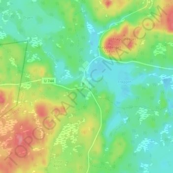 Topografisk kort Fragg, højde, terræn