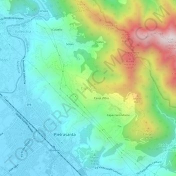 Topografisk kort Capriglia, højde, terræn