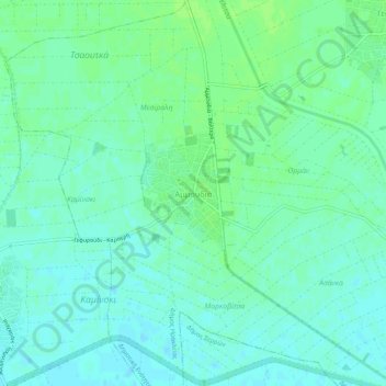 Topografisk kort Ammoudia, højde, terræn