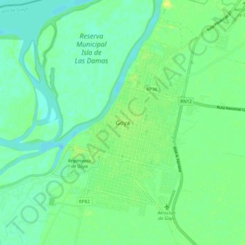Topografisk kort Goya, højde, terræn