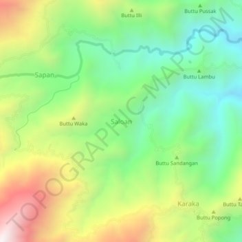 Topografisk kort Saloan, højde, terræn