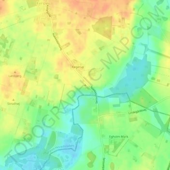 Topografisk kort Bavnebakke, højde, terræn