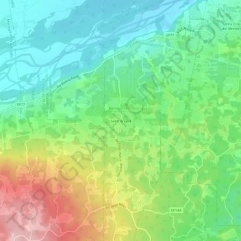 Topografisk kort Santi Angeli, højde, terræn
