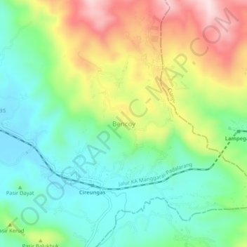 Topografisk kort Bencoy, højde, terræn