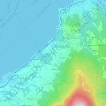 Topografisk kort Trigo, højde, terræn