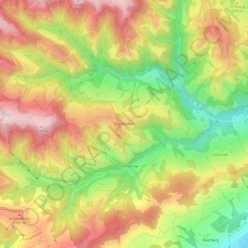 Topografisk kort Bramboden, højde, terræn