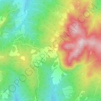Topografisk kort Miemo, højde, terræn
