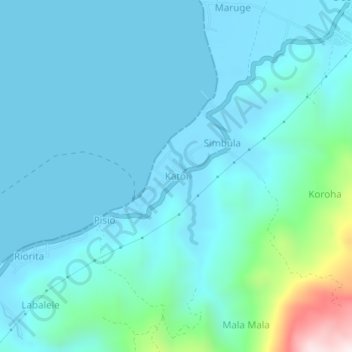 Topografisk kort Katoi, højde, terræn