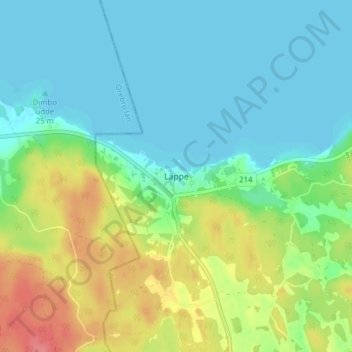 Topografisk kort Läppe, højde, terræn
