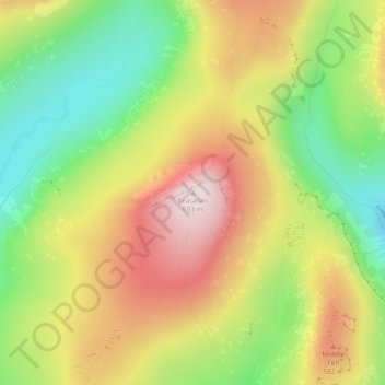 Topografisk kort Seatallan, højde, terræn