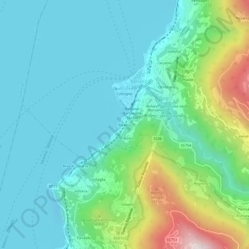 Topografisk kort Rivalba, højde, terræn