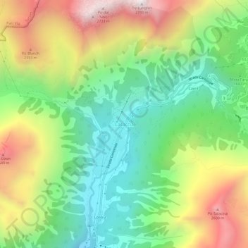 Topografisk kort Casaccia, højde, terræn