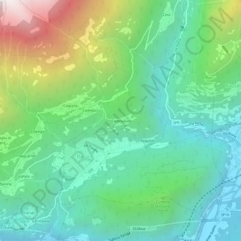 Topografisk kort Cadelsasso, højde, terræn