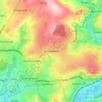Topografisk kort Scouthead, højde, terræn