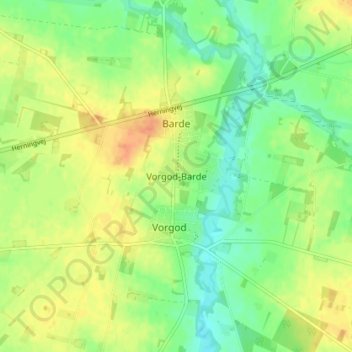 Topografisk kort Vorgod-Barde, højde, terræn