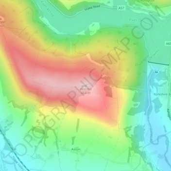 Topografisk kort Win Hill, højde, terræn