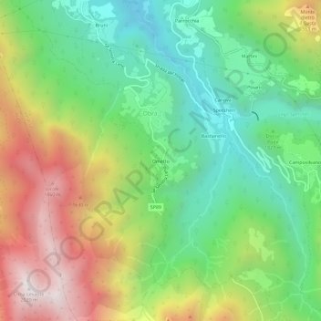 Topografisk kort Ometto, højde, terræn