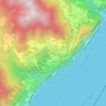 Topografisk kort Gardola, højde, terræn