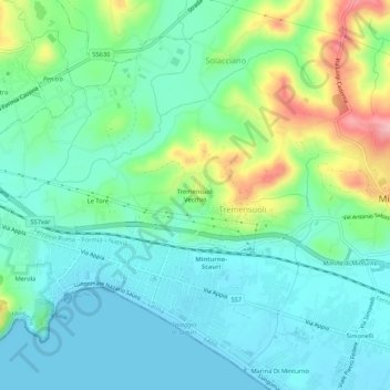 Topografisk kort Tremensuoli Vecchio, højde, terræn
