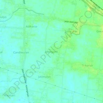 Topografisk kort Menganti, højde, terræn