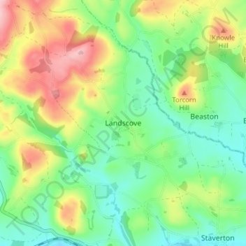 Topografisk kort Landscove, højde, terræn