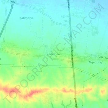 Topografisk kort Kedamean, højde, terræn