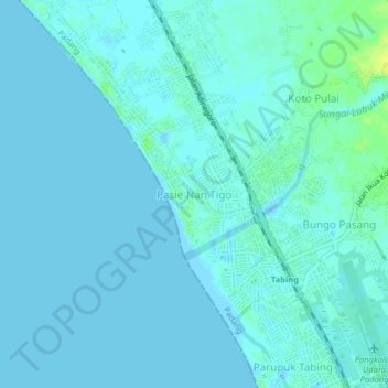Topografisk kort Pasie Nan Tigo, højde, terræn