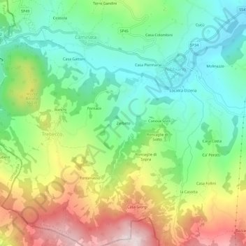 Topografisk kort Zerbeto, højde, terræn