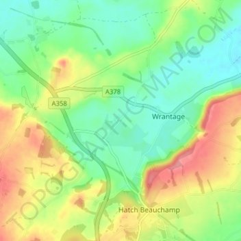 Topografisk kort Meare Green, højde, terræn