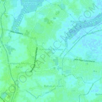 Topografisk kort Kampung Melayu Timur, højde, terræn