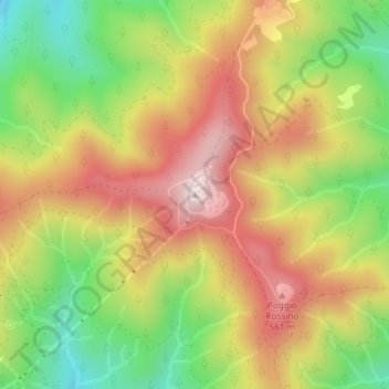 Topografisk kort Poggio Ballone, højde, terræn