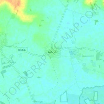 Topografisk kort Aston, højde, terræn