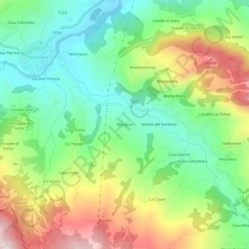 Topografisk kort Morasco, højde, terræn