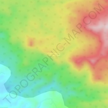 Topografisk kort Baringin, højde, terræn