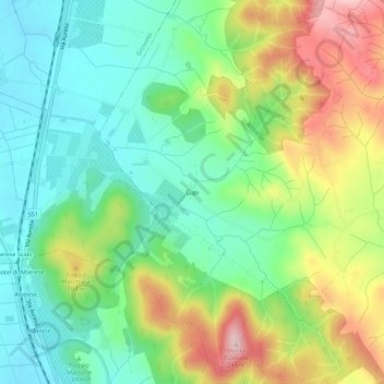 Topografisk kort Cupi, højde, terræn