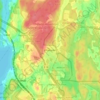 Topografisk kort Villastaden, højde, terræn