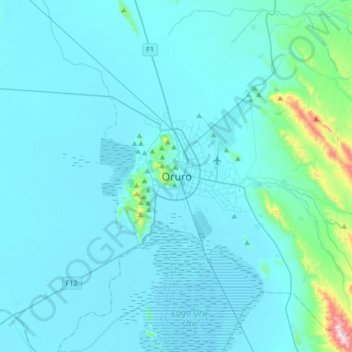 Topografisk kort Oruro, højde, terræn