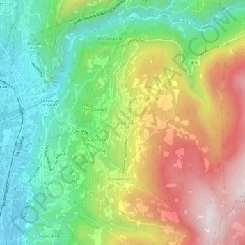 Topografisk kort Vigo Meano, højde, terræn