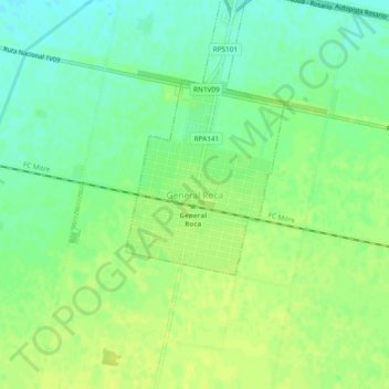 Topografisk kort General Roca, højde, terræn