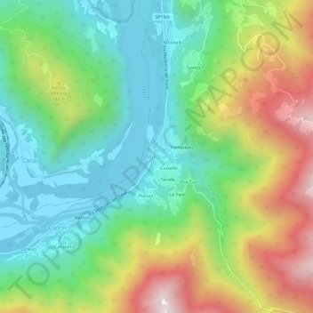 Topografisk kort Marziai, højde, terræn