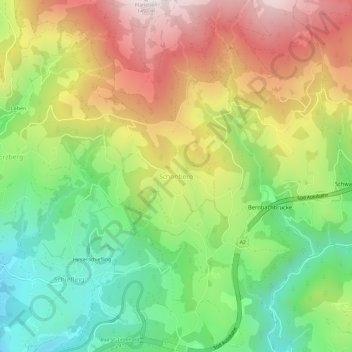 Topografisk kort Schönberg, højde, terræn