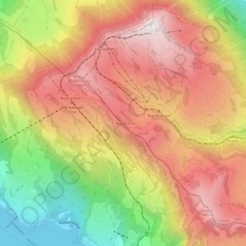 Topografisk kort Rigi First, højde, terræn