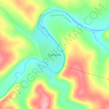 Topografisk kort Tunguska, højde, terræn
