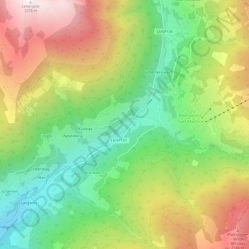 Topografisk kort Gerin, højde, terræn