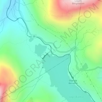 Topografisk kort Berninapass, højde, terræn