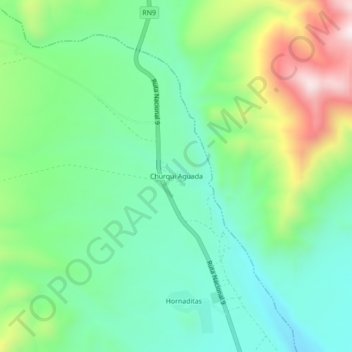 Topografisk kort Churqui Aguada, højde, terræn