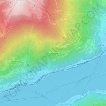 Topografisk kort Deutschberg, højde, terræn